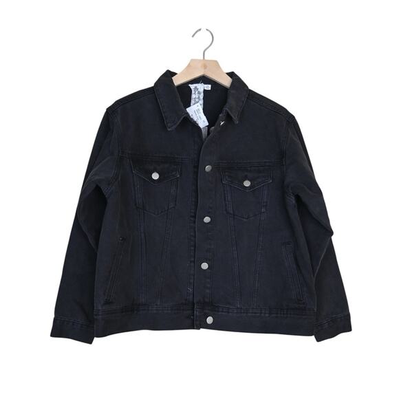 Sadie & Sage Women's XS Let's Be Kinder Humans Denim Jacket in Black (Oversized) - Picture 2 of 8